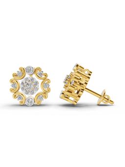Sparkles - Lab Grown Diamond 0.37 Ct Round Blooming Flower Earrings 14K Yellow Gold IGI Certified