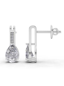 Sparkles - Lab Grown Diamond 1.39 Ct Pear Eternal Drop Earrings 14K White Gold IGI Certified