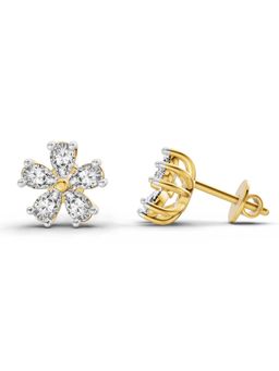 Sparkles - Lab Grown Diamond 1 Ct Pear Shape Patel Bloom Earrings 14K Yellow Gold IGI Certified