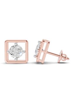 Sparkles - Lab Grown Diamond 0.8 Ct Round Halo Earrings 14K Rose Gold IGI Certified
