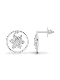 Sparkles - Lab Grown Diamond 0.78 Ct Round Halo Petal Earrings 14K White Gold IGI Certified