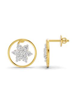 Sparkles - Lab Grown Diamond 0.78 Ct Round Halo Petal Earrings 14K Yellow Gold IGI Certified