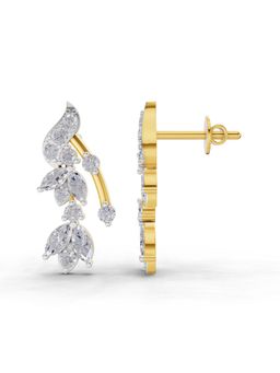 Sparkles - Lab Grown Diamond 1.19 Ct Luna Leaf Earrings 14K Yellow Gold IGI Certified