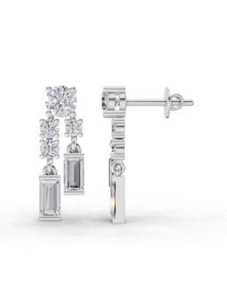 Sparkles - Lab Grown Diamond 1.96 Ct Baguette And Taper Earrings 14K White Gold IGI Certified