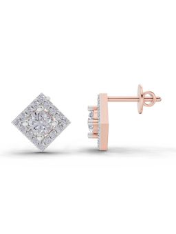 Sparkles - Lab Grown Diamond 0.81 Ct Square Earrings 14K Rose Gold IGI Certified