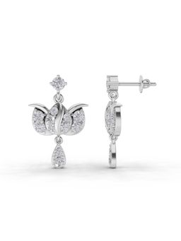 Sparkles - Lab Grown Diamond 1.31 Ct Lotus Earrings 14K White Gold IGI Certified