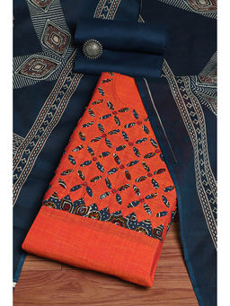 Biba - Women Orange Cotton Handloom Unstitched Dress Material