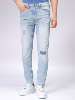 The Indian Garage Co - Men Slim Fit Solid Mid Rise Stretchable Jeans Blue