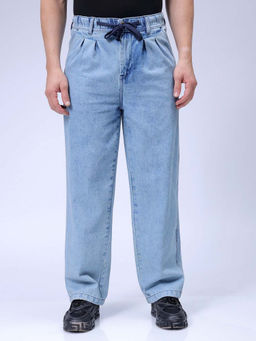 The Indian Garage Co - Men Relaxed Fit Solid Mid Rise Denim Jeans Blue