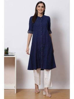 Biba - Navy Blue Straight Suit (Set of 2)