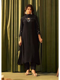 Autumnlane - Albeli Onyx Premium Work Kurta with Pant and Dupatta - Black