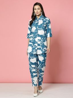 Clora Creation - Blue Abstract Printed Co-Ord Set