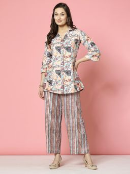 Clora Creation - Quirky Print Shirt Co-Ord Set - Multi-Color