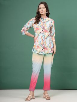 Clora Creation - Abstract Digital Print Co-Ord Set - Multi-Color