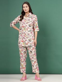 Clora Creation - Floral Printed Co-Ord Set - Multi-Color