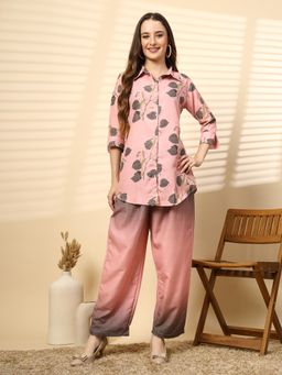 Clora Creation - Pink Leaf Printed Co-Ord Set