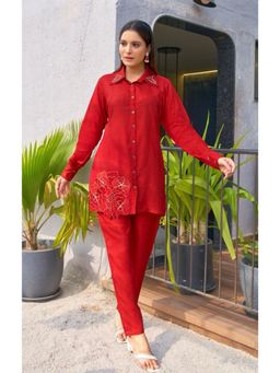 Autumnlane - Divya Scarlet Work Co-Ord Set - Red