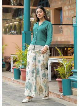 Autumnlane - Hardik Peacock Cotton Co-Ord Set - Teal