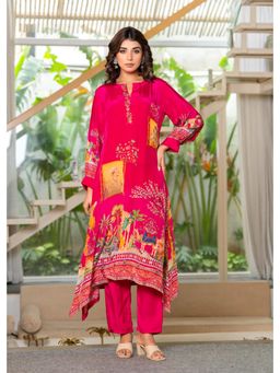 Autumnlane - Maurya Vermillion Printed Kurta with Pant - Pink