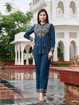Autumnlane - Opela Hibi's Embroidery Co-Ord Set - Teal