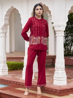 Autumnlane - Opela Vermi Embroidery Co-Ord Set - Red