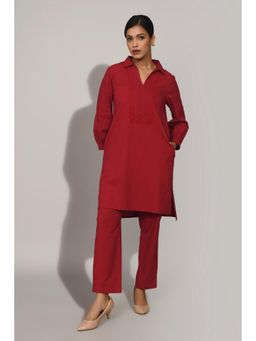 Autumnlane - Sharanya Vermi Cotton Kurta with Pant - Red
