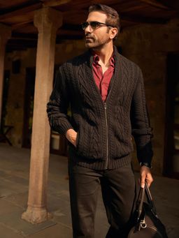 Andamen - Men Cabling Cotton Regular Fit Sweater