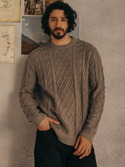 Andamen - Men Melange Cotton Regular Fit Pullover Sweater