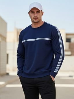 Obaan - Navy Blue Men Round Neck Sweatshirt
