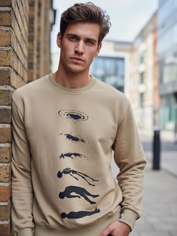 Obaan - Men Beige Round Neck Sweatshirt