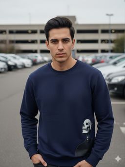Obaan - Navy Blue Men Round Neck Sweatshirt