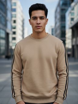 Obaan - Beige Men Round Neck Sweatshirt