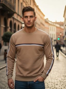 Obaan - Beige Men Round Neck Sweatshirt