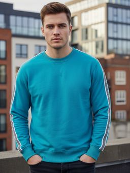 Obaan - Blue Men Round Neck Sweatshirt