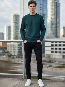 Obaan - Men Round Neck Green Sweatshirt