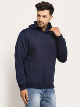 Obaan - Men Navy Blue Solid Hoodie