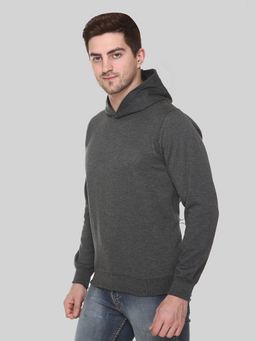 Obaan - Grey Men Solid Hoodie