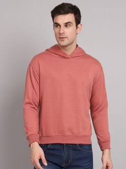 Obaan - Men Peach Solid Hoodie