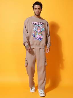 Griffel - Beige Oversized Graphic Co-Ord Set