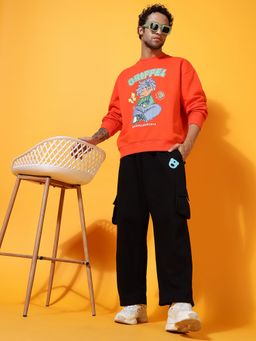 Griffel - Men Orange Printed Causal Co-Ord Set