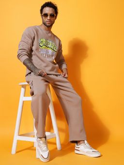 Griffel - Men Beige Printed Causal Co-Ord Set