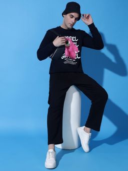 Griffel - Men Black Printed Causal Co-Ord Set