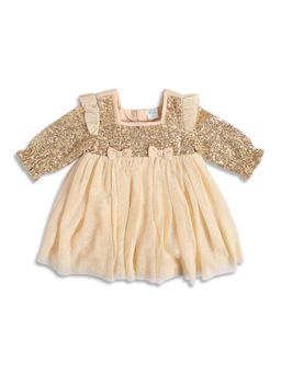 MINI KLUB - Beige Embellished Baby Girls Dress