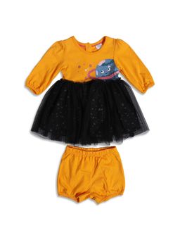MINI KLUB - Knit Baby Girls Orange Dress and bloomer