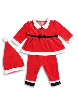 MINI KLUB - Knit Baby Girls Red Top And Bottom with cap