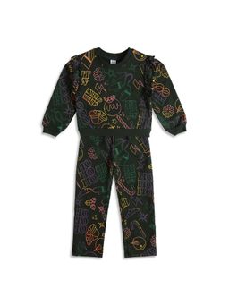 MINI KLUB - Knit Kids Girls Green Printed Co-ord Set