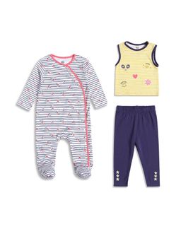 MINI KLUB - Knit Baby Girls Sleepsuit with Top And Pant