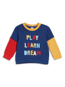 MINI KLUB - Knit Baby Boys Blue Typography Sweat Shirt