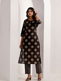 Aravalii - Cinnamon Brown Printed Kurta with Pant (Set of 2)