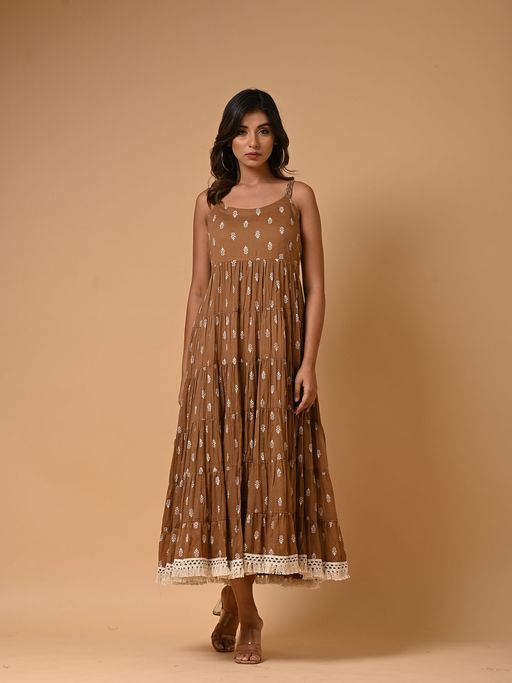 knee length dresses for ladies Smocked Tiered Midi Dress: Elevate Your Wardrobe Off White / Small main image 1